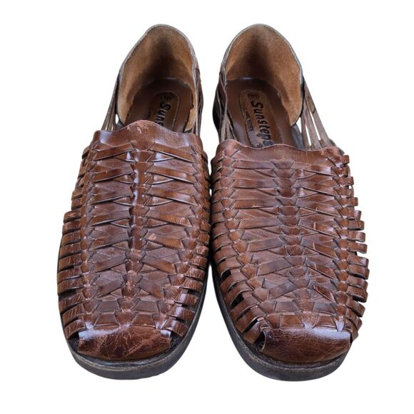 Sunsteps Fisherman Huarache Sandals Men's Sz 10 Brown Hand Woven Weave - Picture 3 of 11